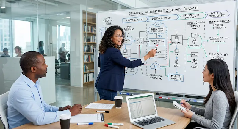 Consultant presenting a technical strategy